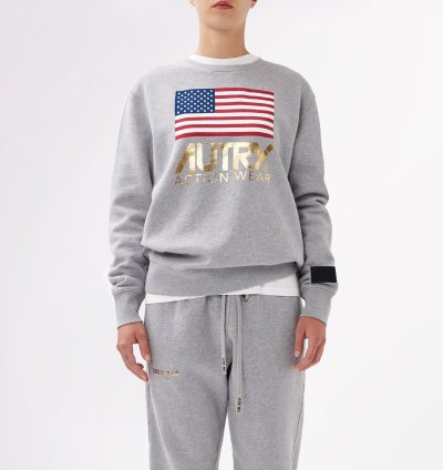 Sudaderas Autry Crew Neck Flag Mujer Gris | SRPVO1V