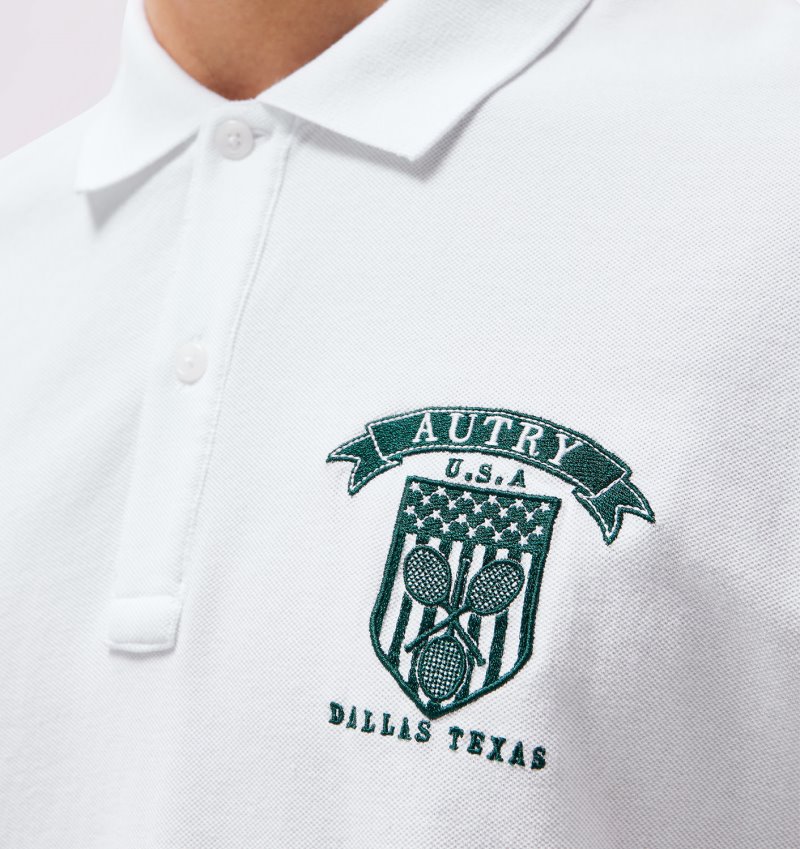 Camisa Polo Autry Tenis Club Badge Hombre Blancas | MG4ZRCA