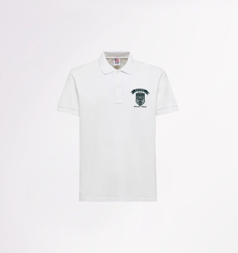 Camisa Polo Autry Tenis Club Badge Hombre Blancas | MG4ZRCA