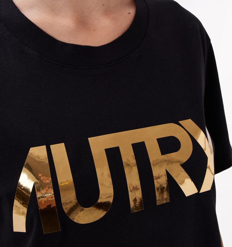 Camiseta Autry Crew Neck Mujer Negras | IVM1LEI