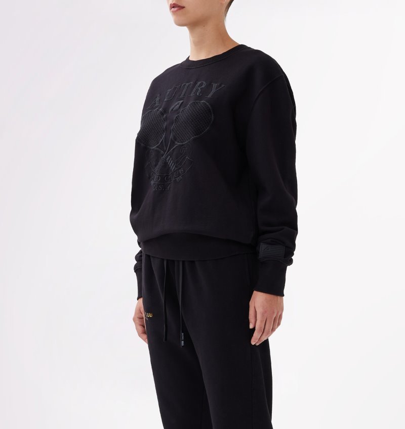 Sudaderas Autry Tenis Crew Neck Mujer Negras | DU84BPP