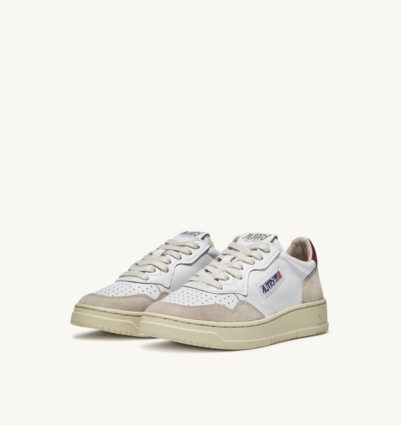 Zapatillas Autry Medalist Low Hombre Blancas Burdeos | N3IIMIA