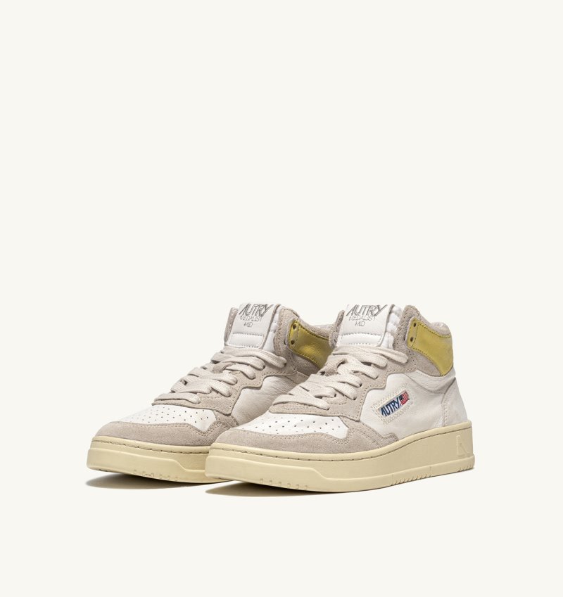 Zapatillas Autry Medalist Mid Hombre Blancas Amarillo | GQ1FWKY