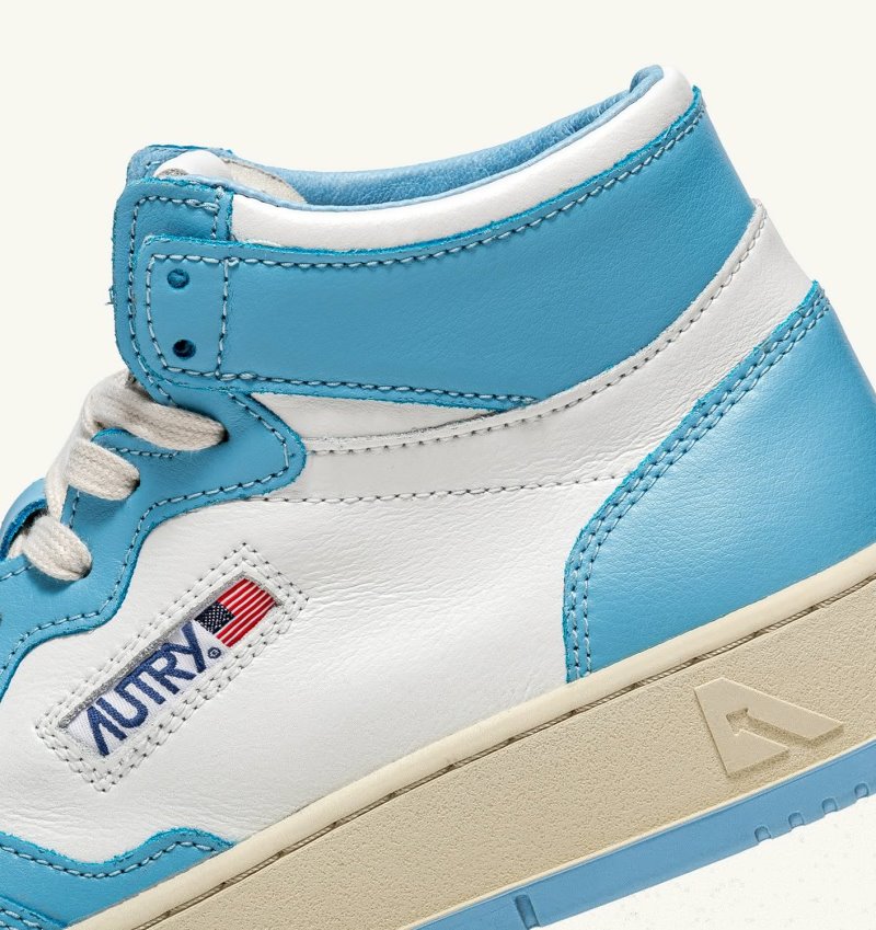 Zapatillas Autry Medalist Mid Hombre Blancas Azules Claro | SU0RGJZ